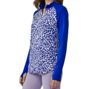 Court Haley Shirt UPF 30+ Animal Print Long Sleeve Zip Mock Neck Top Sz L NEW